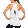 image:imageICTIVE Womens Cross Backless Workout Tops for Women Racerback Tank Tops Open Back Running Muscle Tank Yoga ShirtsWhite Logo