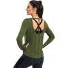 image:imageICTIVE Womens Long Sleeve Shirt Workout Running Athletic Yoga Gym Hiking Activewear Muscle Tops with Thumb HoleAmy Green