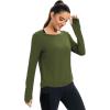 image:imageICTIVE Womens Long Sleeve Shirt Workout Running Athletic Yoga Gym Hiking Activewear Muscle Tops with Thumb HoleAmy Green