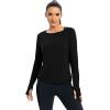 image:imageICTIVE Womens Long Sleeve Shirt Workout Running Athletic Yoga Gym Hiking Activewear Muscle Tops with Thumb HoleBlack