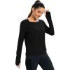 image:imageICTIVE Womens Long Sleeve Shirt Workout Running Athletic Yoga Gym Hiking Activewear Muscle Tops with Thumb HoleBlack