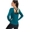 image:imageICTIVE Womens Long Sleeve Shirt Workout Running Athletic Yoga Gym Hiking Activewear Muscle Tops with Thumb HoleBlack Green