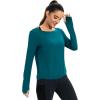 image:imageICTIVE Womens Long Sleeve Shirt Workout Running Athletic Yoga Gym Hiking Activewear Muscle Tops with Thumb HoleBlack Green