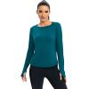 image:imageICTIVE Womens Long Sleeve Shirt Workout Running Athletic Yoga Gym Hiking Activewear Muscle Tops with Thumb HoleBlack Green