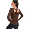 image:imageICTIVE Womens Long Sleeve Shirt Workout Running Athletic Yoga Gym Hiking Activewear Muscle Tops with Thumb HoleCoffee