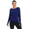 image:imageICTIVE Womens Long Sleeve Shirt Workout Running Athletic Yoga Gym Hiking Activewear Muscle Tops with Thumb HoleDark Blue