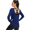 image:imageICTIVE Womens Long Sleeve Shirt Workout Running Athletic Yoga Gym Hiking Activewear Muscle Tops with Thumb HoleDark Blue