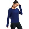 image:imageICTIVE Womens Long Sleeve Shirt Workout Running Athletic Yoga Gym Hiking Activewear Muscle Tops with Thumb HoleDark Blue