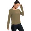 image:imageICTIVE Womens Long Sleeve Shirt Workout Running Athletic Yoga Gym Hiking Activewear Muscle Tops with Thumb HoleDark Brown