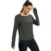 image:imageICTIVE Womens Long Sleeve Shirt Workout Running Athletic Yoga Gym Hiking Activewear Muscle Tops with Thumb HoleDark Gray