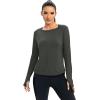 image:imageICTIVE Womens Long Sleeve Shirt Workout Running Athletic Yoga Gym Hiking Activewear Muscle Tops with Thumb HoleDark Gray