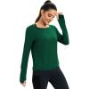 image:imageICTIVE Womens Long Sleeve Shirt Workout Running Athletic Yoga Gym Hiking Activewear Muscle Tops with Thumb HoleDark Green