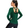 image:imageICTIVE Womens Long Sleeve Shirt Workout Running Athletic Yoga Gym Hiking Activewear Muscle Tops with Thumb HoleDark Green