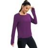 image:imageICTIVE Womens Long Sleeve Shirt Workout Running Athletic Yoga Gym Hiking Activewear Muscle Tops with Thumb HoleDark Purple