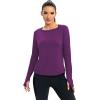 image:imageICTIVE Womens Long Sleeve Shirt Workout Running Athletic Yoga Gym Hiking Activewear Muscle Tops with Thumb HoleDark Purple