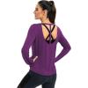 image:imageICTIVE Womens Long Sleeve Shirt Workout Running Athletic Yoga Gym Hiking Activewear Muscle Tops with Thumb HoleDark Purple