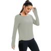 image:imageICTIVE Womens Long Sleeve Shirt Workout Running Athletic Yoga Gym Hiking Activewear Muscle Tops with Thumb HoleLight Gray