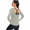 image:imageICTIVE Womens Long Sleeve Shirt Workout Running Athletic Yoga Gym Hiking Activewear Muscle Tops with Thumb HoleLight Gray