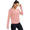 image:imageICTIVE Womens Long Sleeve Shirt Workout Running Athletic Yoga Gym Hiking Activewear Muscle Tops with Thumb HolePink