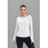 image:imageICTIVE Womens Long Sleeve Shirt Workout Running Athletic Yoga Gym Hiking Activewear Muscle Tops with Thumb HoleWhite