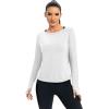 image:imageICTIVE Womens Long Sleeve Shirt Workout Running Athletic Yoga Gym Hiking Activewear Muscle Tops with Thumb HoleWhite