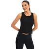 image:imageICTIVE Workout Crop Tops for Women Yoga Cross Sleeveless Gym Mesh Back Running Tank Muscle ShirtsBlack