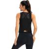 image:imageICTIVE Workout Crop Tops for Women Yoga Cross Sleeveless Gym Mesh Back Running Tank Muscle ShirtsBlack