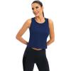 image:imageICTIVE Workout Crop Tops for Women Yoga Cross Sleeveless Gym Mesh Back Running Tank Muscle ShirtsDark Blue