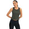 image:imageICTIVE Workout Crop Tops for Women Yoga Cross Sleeveless Gym Mesh Back Running Tank Muscle ShirtsDark Gray