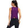 image:imageICTIVE Workout Crop Tops for Women Yoga Cross Sleeveless Gym Mesh Back Running Tank Muscle ShirtsDark Purple