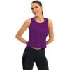 image:imageICTIVE Workout Crop Tops for Women Yoga Cross Sleeveless Gym Mesh Back Running Tank Muscle ShirtsDark Purple