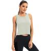 image:imageICTIVE Workout Crop Tops for Women Yoga Cross Sleeveless Gym Mesh Back Running Tank Muscle ShirtsLight Gray