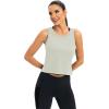 image:imageICTIVE Workout Crop Tops for Women Yoga Cross Sleeveless Gym Mesh Back Running Tank Muscle ShirtsLight Gray