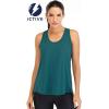 image:imageICTIVE Workout Tops for Women Loose Fit Racerback Mesh Backless Muscle Tank Running ShirtsDark Green