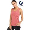 image:imageICTIVE Yoga Tops for Women Loose Fit Workout Tank Tops for Women Backless Sleeveless Keyhole Open Back Muscle TankCoral