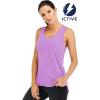 image:imageICTIVE Yoga Tops for Women Loose Fit Workout Tank Tops for Women Backless Sleeveless Keyhole Open Back Muscle TankLight Purple