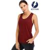 image:imageICTIVE Yoga Tops for Women Loose Fit Workout Tank Tops for Women Backless Sleeveless Keyhole Open Back Muscle TankWine Red