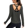 image:imageICTIVE Womens Long Sleeve Shirt Workout Running Athletic Yoga Gym Hiking Activewear Muscle Tops with Thumb HoleDark Gray