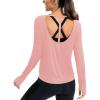 image:imageICTIVE Womens Long Sleeve Shirt Workout Running Athletic Yoga Gym Hiking Activewear Muscle Tops with Thumb HolePink