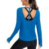 image:imageICTIVE Womens Long Sleeve Shirt Workout Running Athletic Yoga Gym Hiking Activewear Muscle Tops with Thumb HoleRoyal Blue