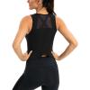 image:imageICTIVE Workout Crop Tops for Women Yoga Cross Sleeveless Gym Mesh Back Running Tank Muscle ShirtsBlack
