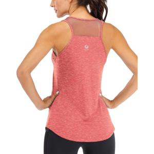 image:imageFihapyli ICTIVE Workout Tank Tops for Women Breathable Mesh Racerback Muscle Tank Backless Running ShirtsCoral