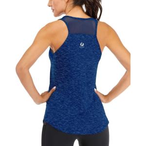 image:imageFihapyli ICTIVE Workout Tank Tops for Women Breathable Mesh Racerback Muscle Tank Backless Running ShirtsDark Blue