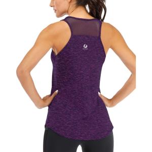 image:imageFihapyli ICTIVE Workout Tank Tops for Women Breathable Mesh Racerback Muscle Tank Backless Running ShirtsDark Purple