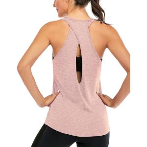 image:imageICTIVE Womens Cross Backless Workout Tops for Women Racerback Tank Tops Open Back Running Muscle Tank Yoga ShirtsApricot