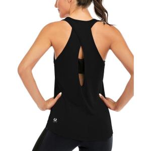 image:imageICTIVE Womens Cross Backless Workout Tops for Women Racerback Tank Tops Open Back Running Muscle Tank Yoga ShirtsBlack