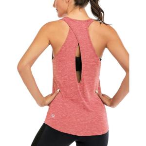 image:imageICTIVE Womens Cross Backless Workout Tops for Women Racerback Tank Tops Open Back Running Muscle Tank Yoga ShirtsCoral