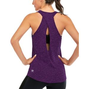 image:imageICTIVE Womens Cross Backless Workout Tops for Women Racerback Tank Tops Open Back Running Muscle Tank Yoga ShirtsDark Purple