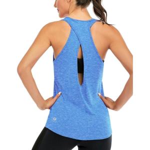 image:imageICTIVE Womens Cross Backless Workout Tops for Women Racerback Tank Tops Open Back Running Muscle Tank Yoga ShirtsLight Blue