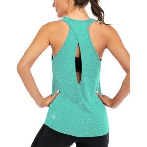 image:imageICTIVE Womens Cross Backless Workout Tops for Women Racerback Tank Tops Open Back Running Muscle Tank Yoga ShirtsLight Green